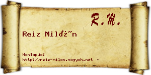 Reiz Milán névjegykártya